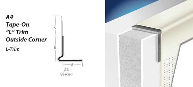 A4 Tape-On "L" Trim Outside Corner