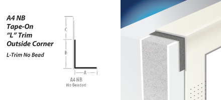 A4 NB Tape-On "L" Trim Outside Corner