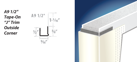  A9 1/2" Tape-On "J"Trim Outside Corner