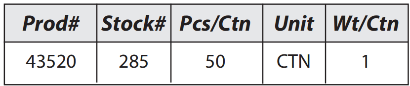 Hamilton 2-Way Corner #285 Specifications