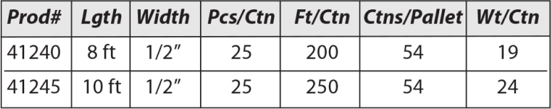  A9 1/2" Tape-On "J"Trim Outside Corner Specifications